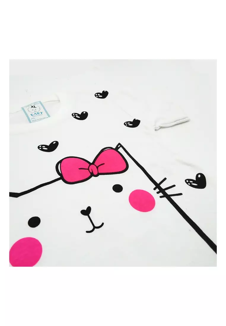 Wakakids Baju Atasan Lengan Pendek Bayi Anak Perempuan Motif Love Cat Usia 6 Bulan Hingga 12 Bulan 3603 Venwk