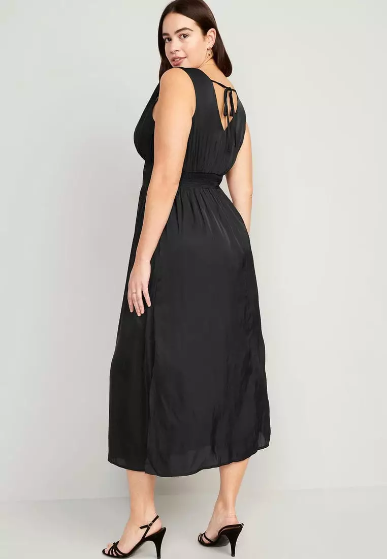 Buy Old Navy Waist-Defined Tie-Back Satin Maxi Dress for Women 2025 ...