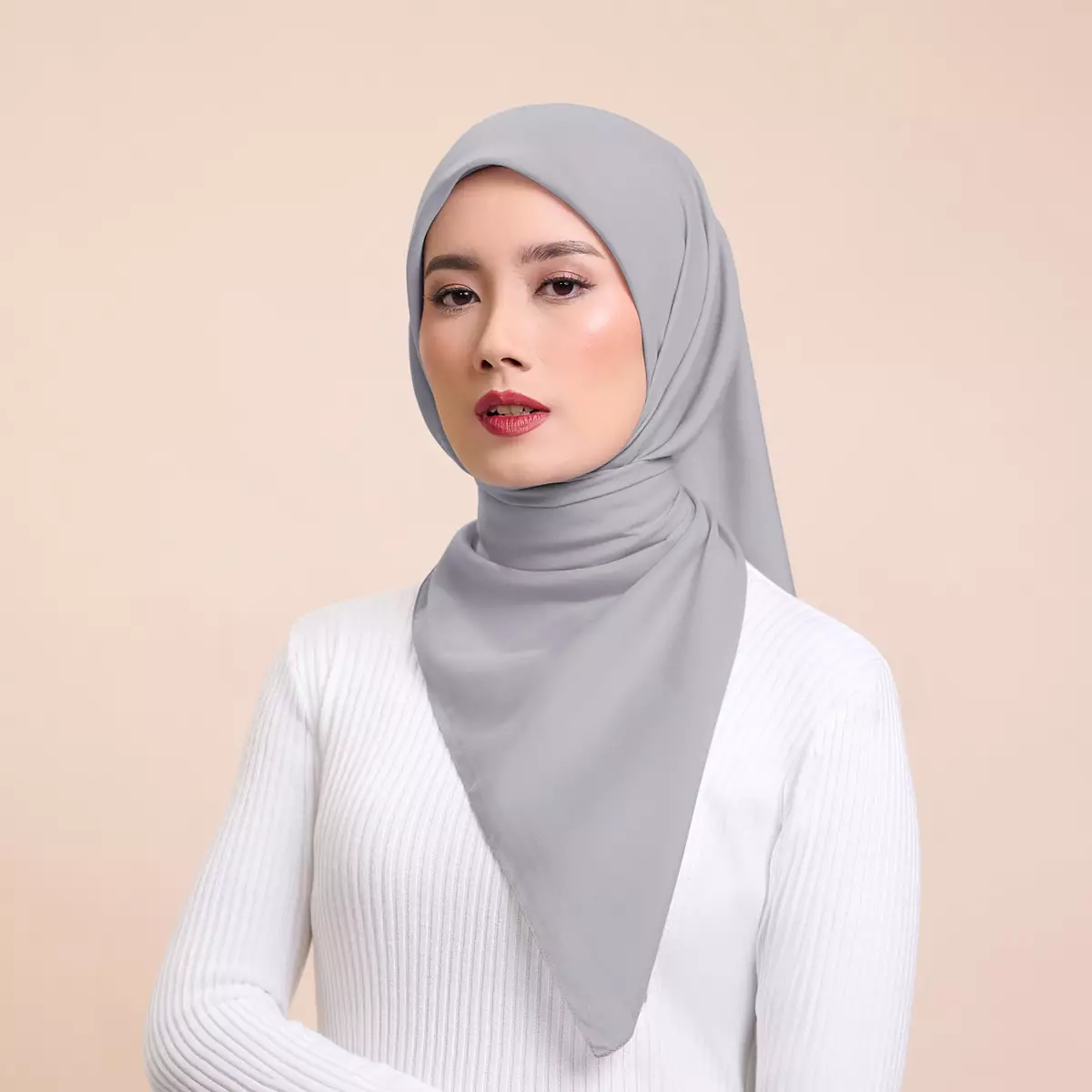 ZM Zaskia Mecca - Shera Light Grey Hijab Ultrafine Voal Shiny - Kerudung Segi Empat Wangi Premium