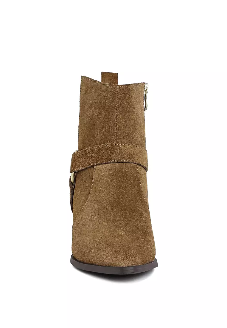 Harness Detail Ankle Boots in Taupe