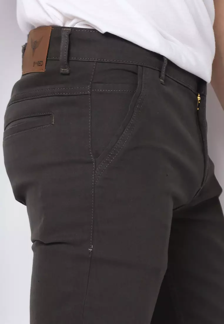 2nd RED Celana Panjang Pria Katun Chinos Slim Fit Cheers Mate Abu Tua 112502