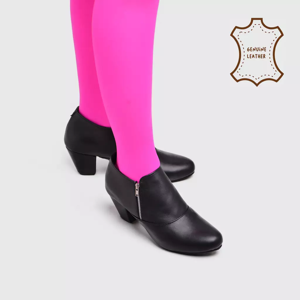 Potamogeton Heels Genuine Leather Black