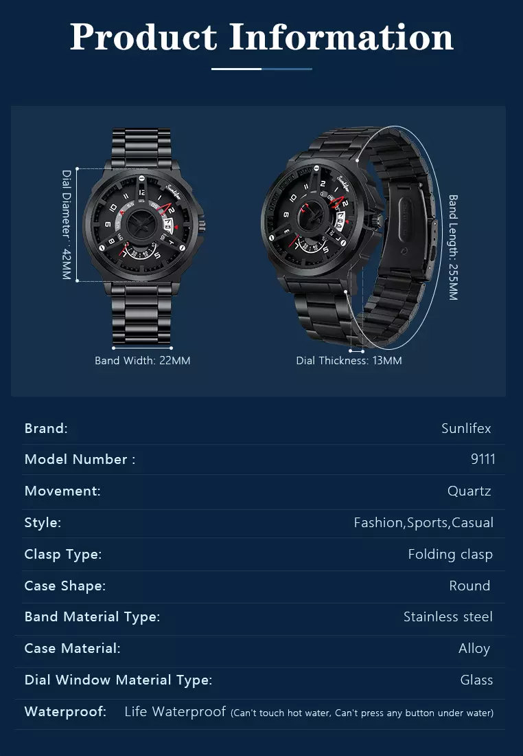 Jam Tangan Pria 9111 Hollow Dial Kuarsa Mode Tanggal Cool Anti Air Jam Tangan Cowok Original allblack