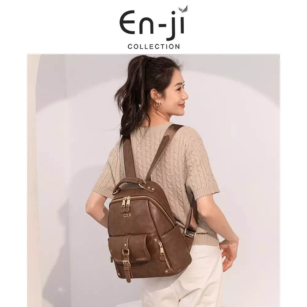 En-ji Yobum Backpack Wanita Warna Nougat