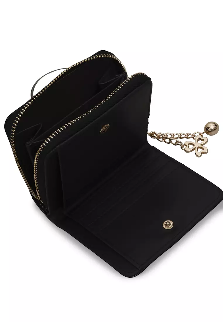 Fisseha Dompet Lipat Wanita Many Slot Mini Wallet Motif Polos Material Leather ORIGINAL - Black