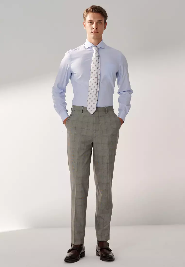 Light Blue Textured Slim Shirt