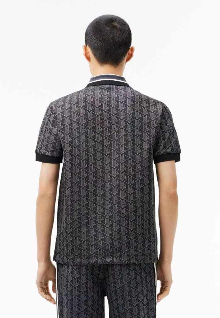 Classic Fit Contrast Collar Monogram Motif Polo Shirt