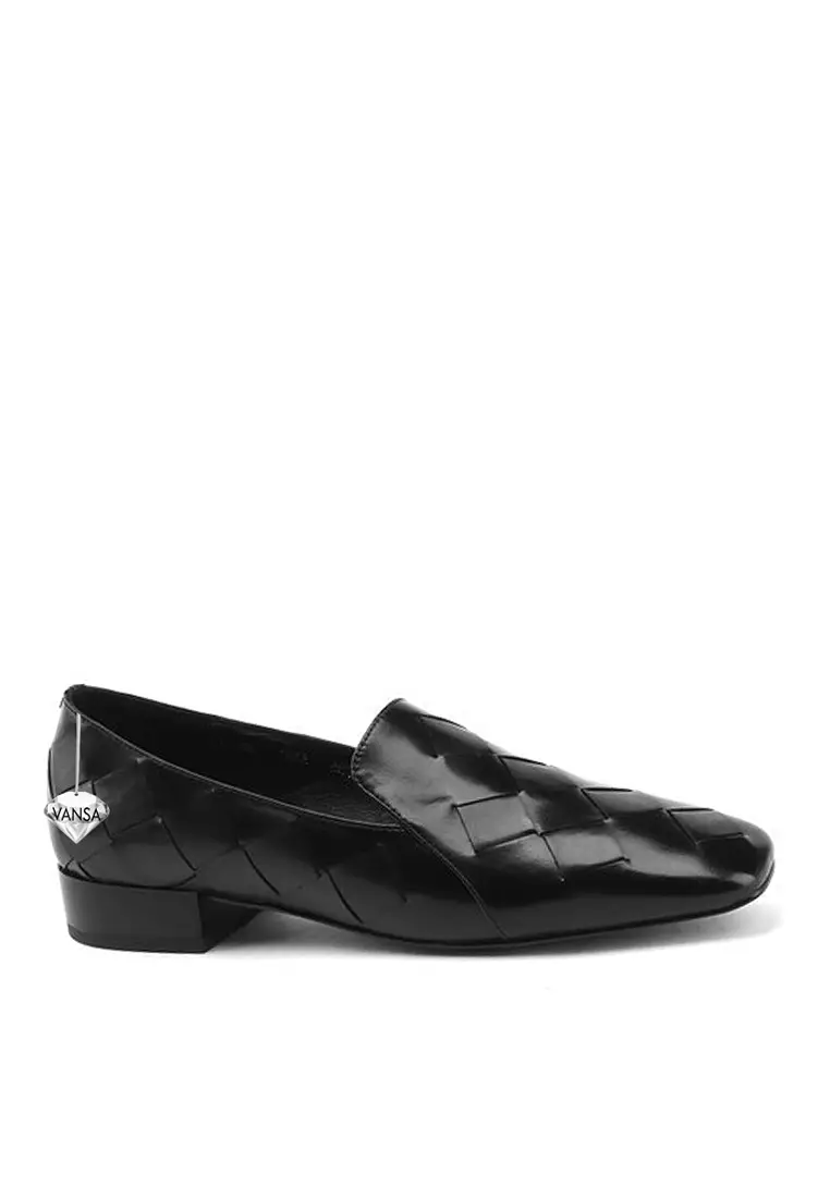 Discount on Twenty Eight Shoes  shoes - SKU: VANSA Cow Leather Woven Embossed Low Heel Shoes VSW-F-4262