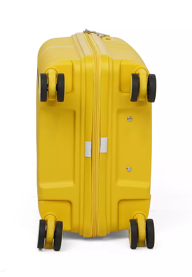 Carlton Koper Size 20inch Unisex Lock Anti Theft Zipper Suitcase Material Fiber ORIGINAL - Yellow