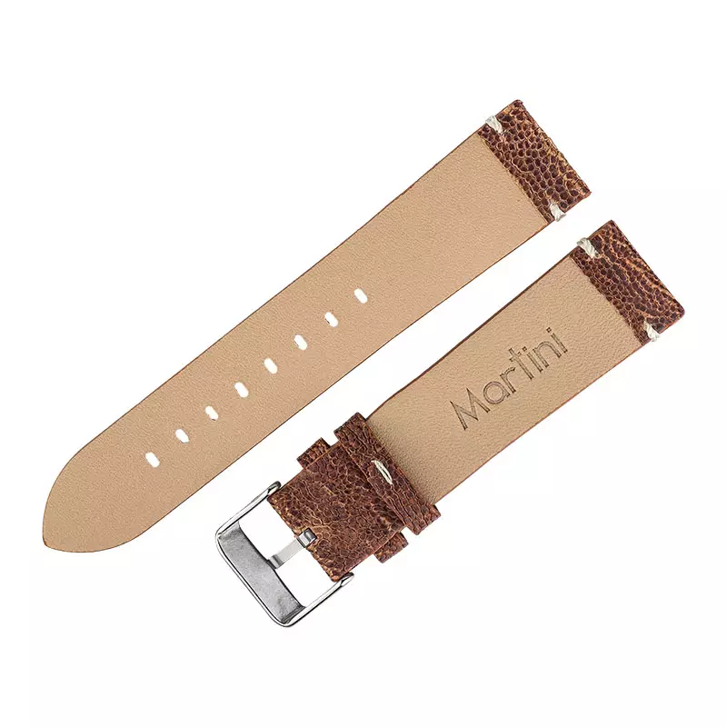 Tali / Strap Jam Tangan Strap Jam Tangan Leather Martini Pesaro P228003-22X20 Saddle Brown 22mm Silver Buckle