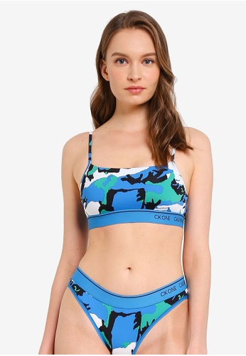 CALVIN KLEIN black and white and green and blue Lightly Lined Bralette - Calvin Klein Underwear FF452USF700116GS_1