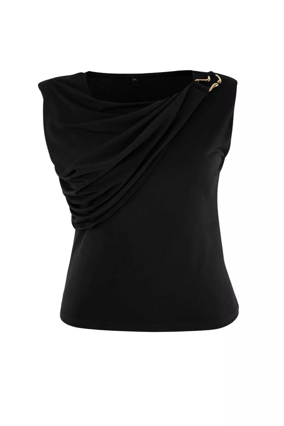 Black Accessory And Collar Detailed Knitted Oversize Blouse Tbbss26Af00051