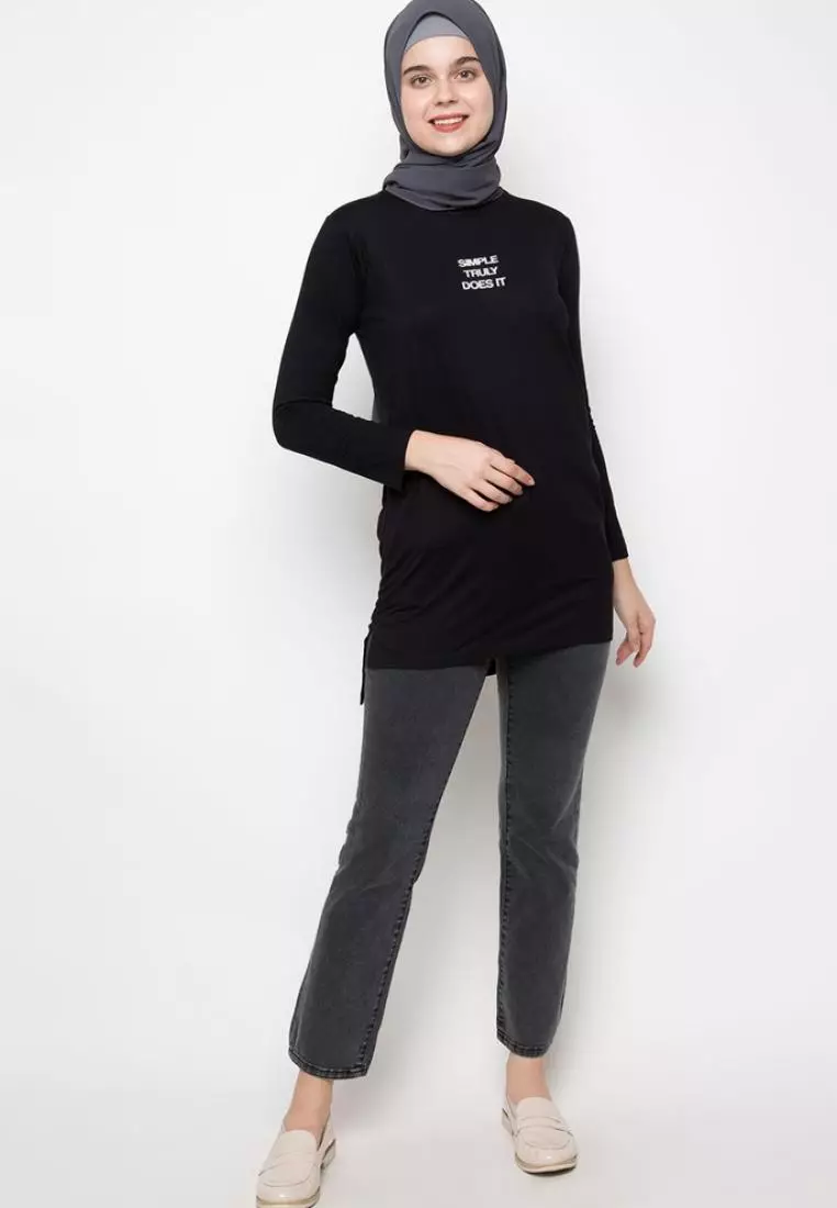LTC88 Thirdday mls simple does it hitam hijab lengan panjang wanita