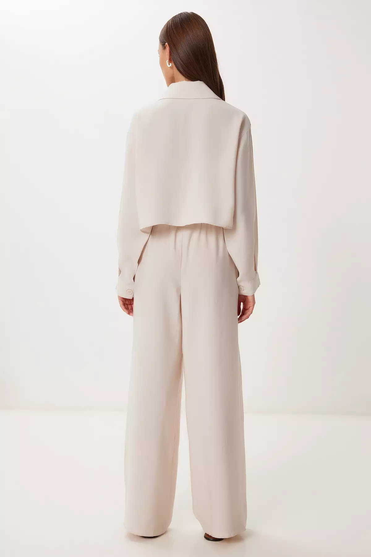 Women's Cream Modal Shirt Pants Suit Bv00158