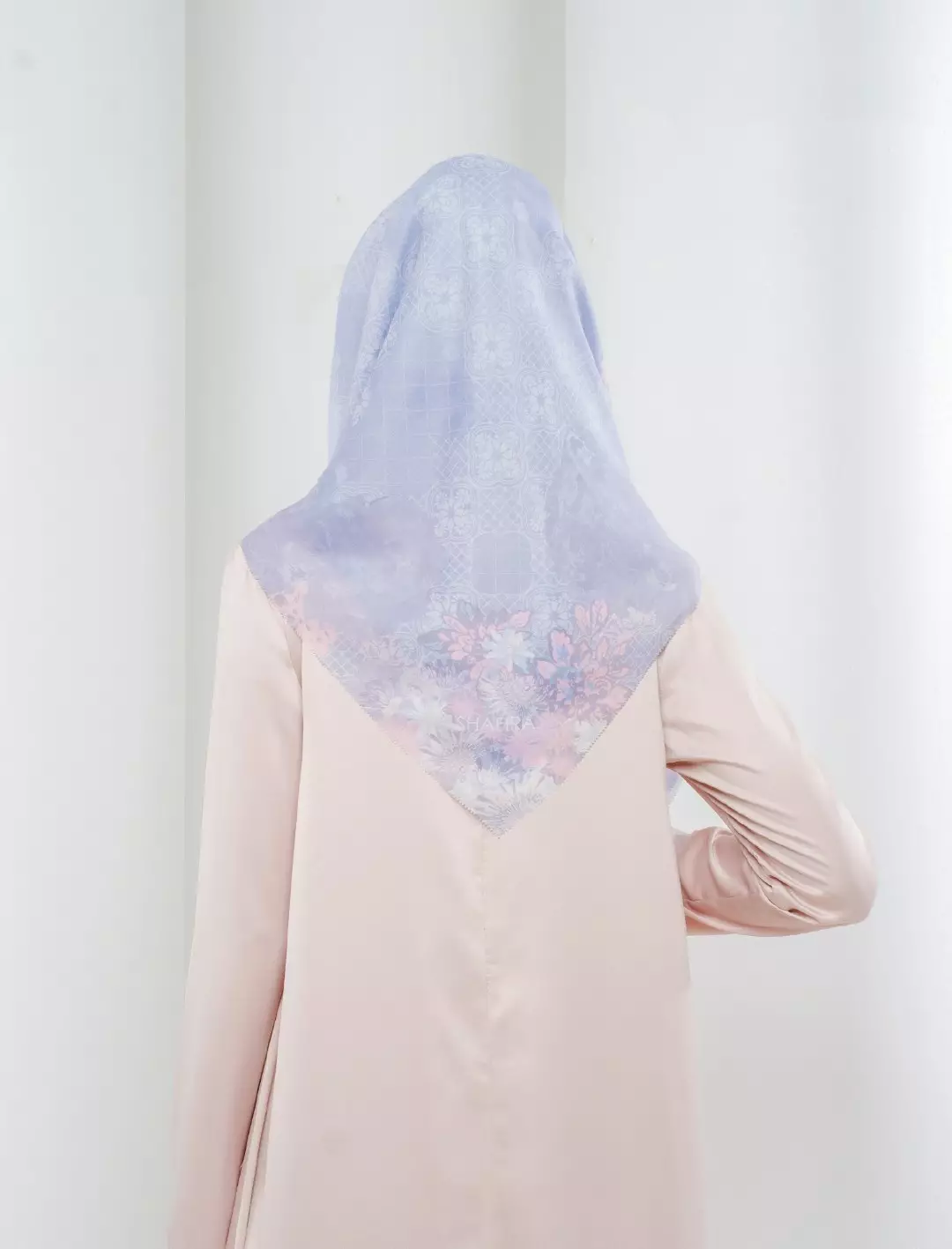 Percy Printed Scarf Blue Fog | Hijab Kerudung Segi Empat Motif