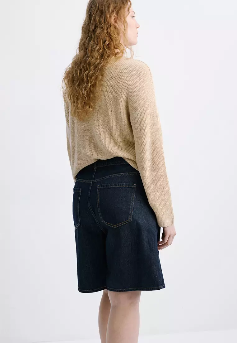 High-Waist Straight-Fit Denim Shorts