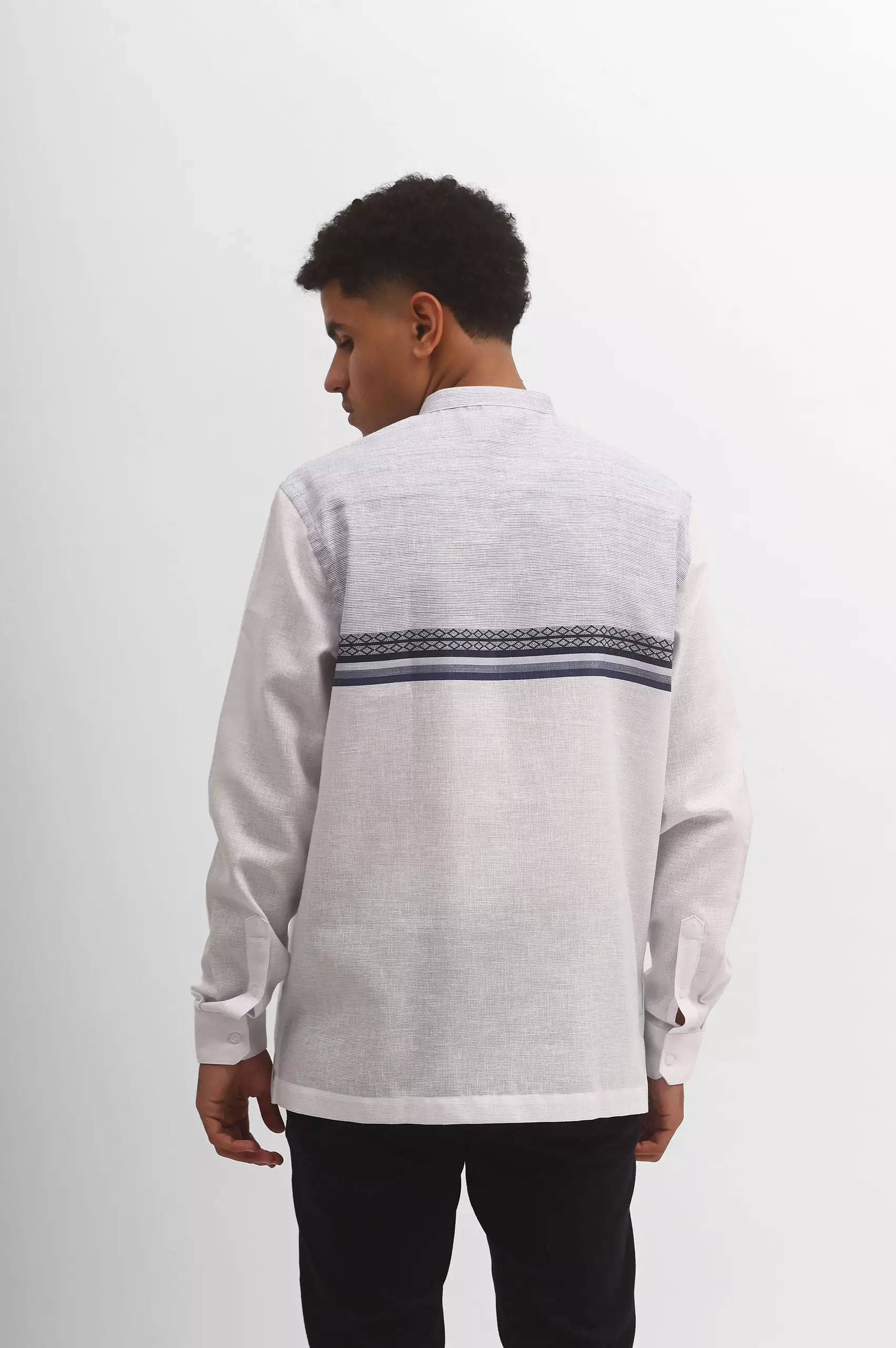 MANZONE Kemeja koko  Lengan Panjang Pria FAWAZ - WHITE