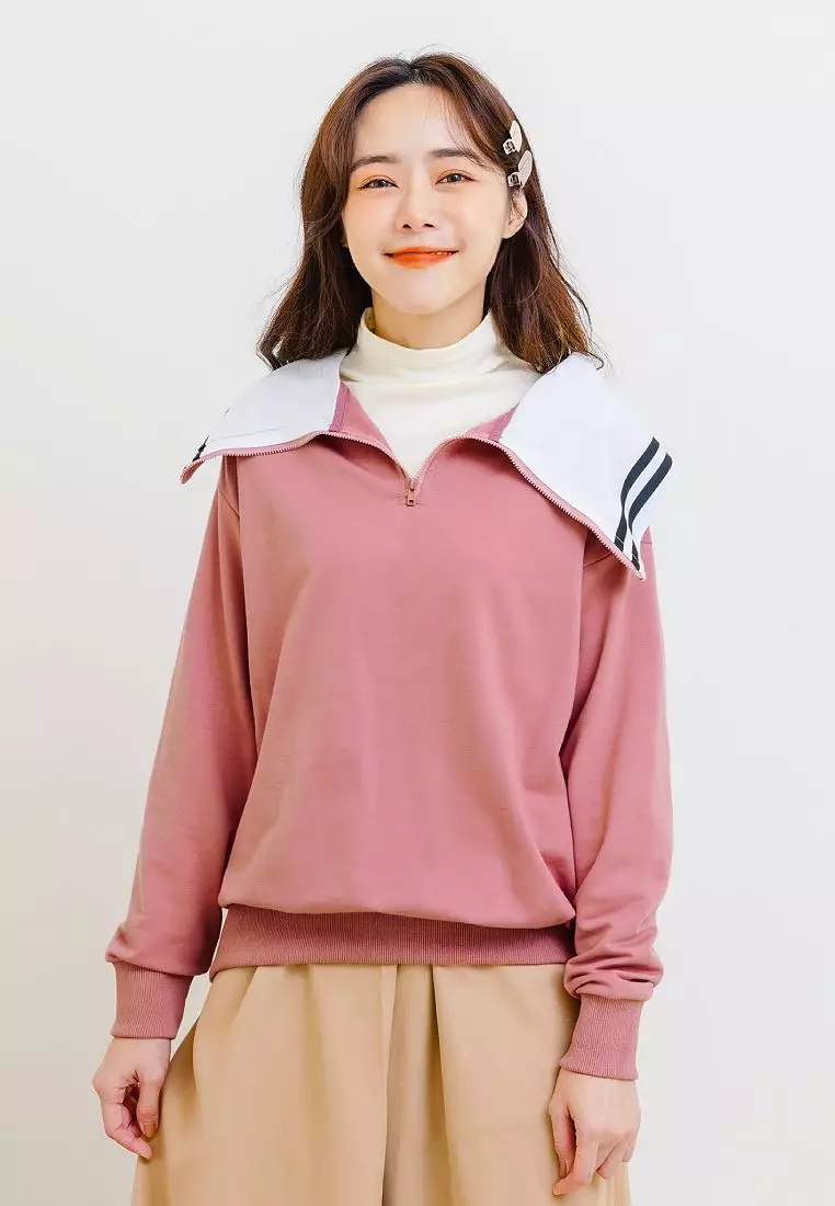 HELLO KITTY Taiwan-Inspired Back Print Long Sleeve Top with Sailor Collar and Half-Placket [KB1415]