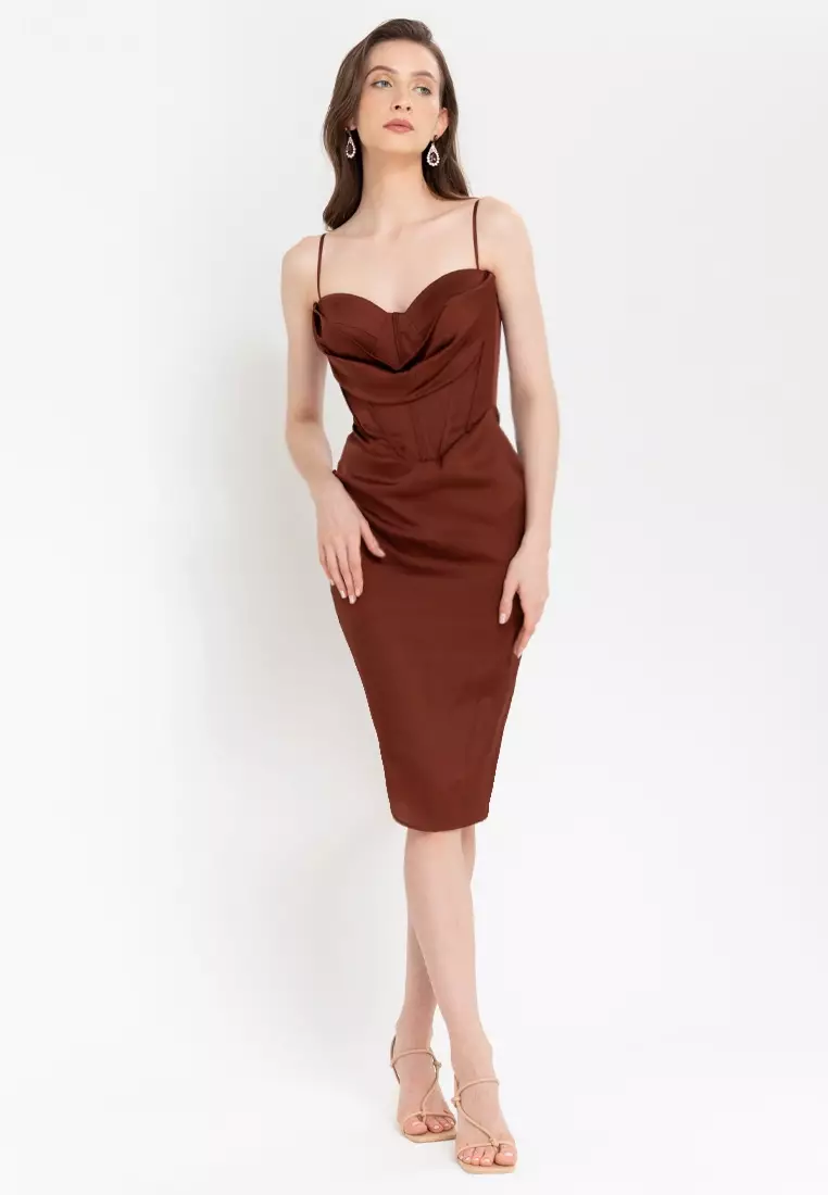 Milan Corset Cowl Midi Dress