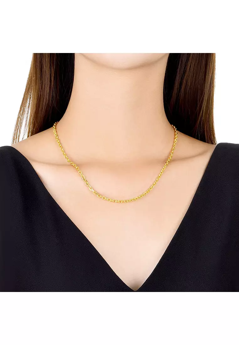 916/22K Gold Hollow Necklace R021 (4MM, 44CM)