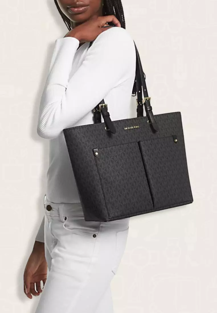 Michael Kors Tote Bag Charlotte Large Logo And Leather Top-Zip