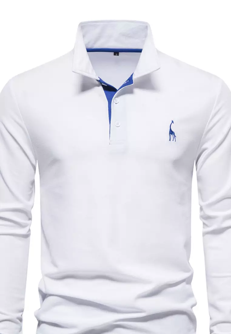 小鹿刺繡長袖Polo衫 AX-T12