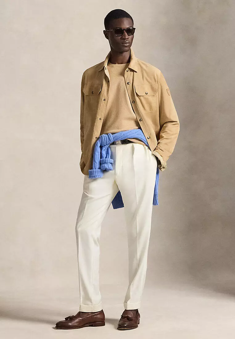 Cotton Crewneck Short-Sleeve Sweater
