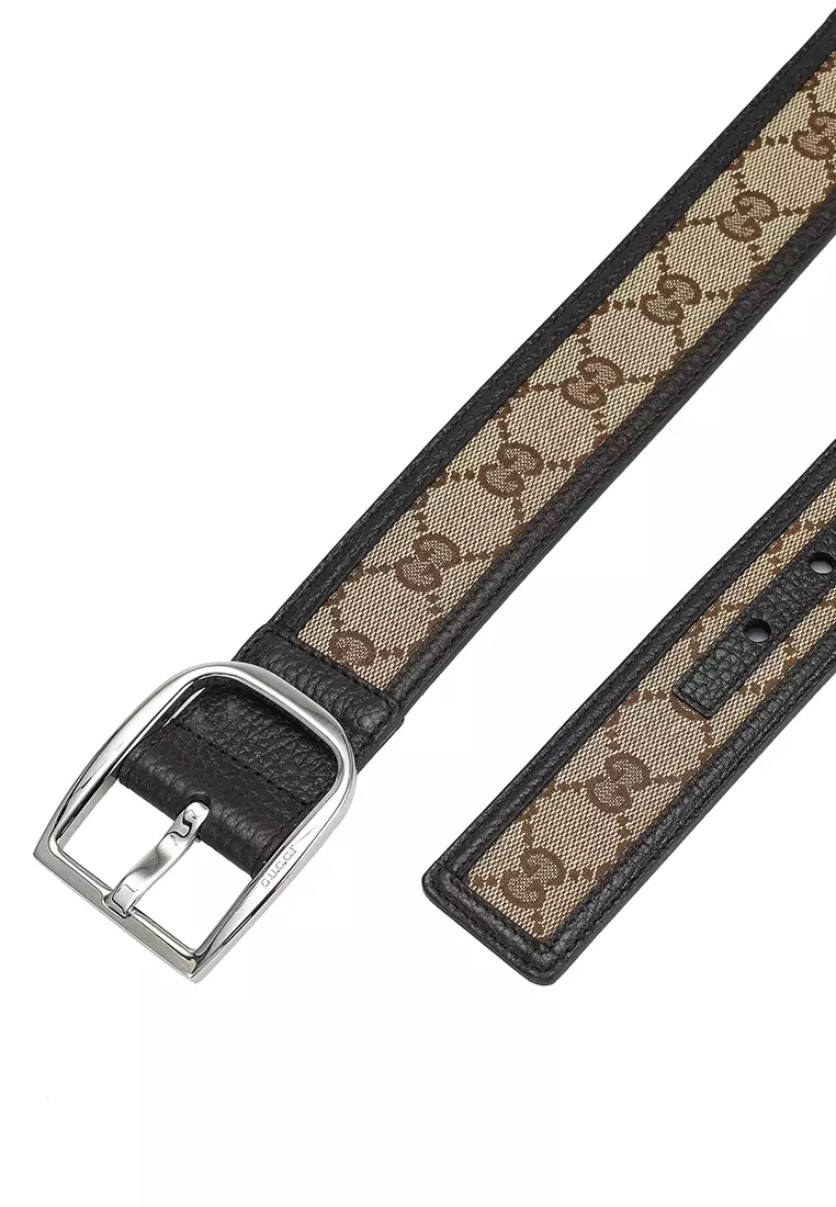 Mens gucci canvas belt deals