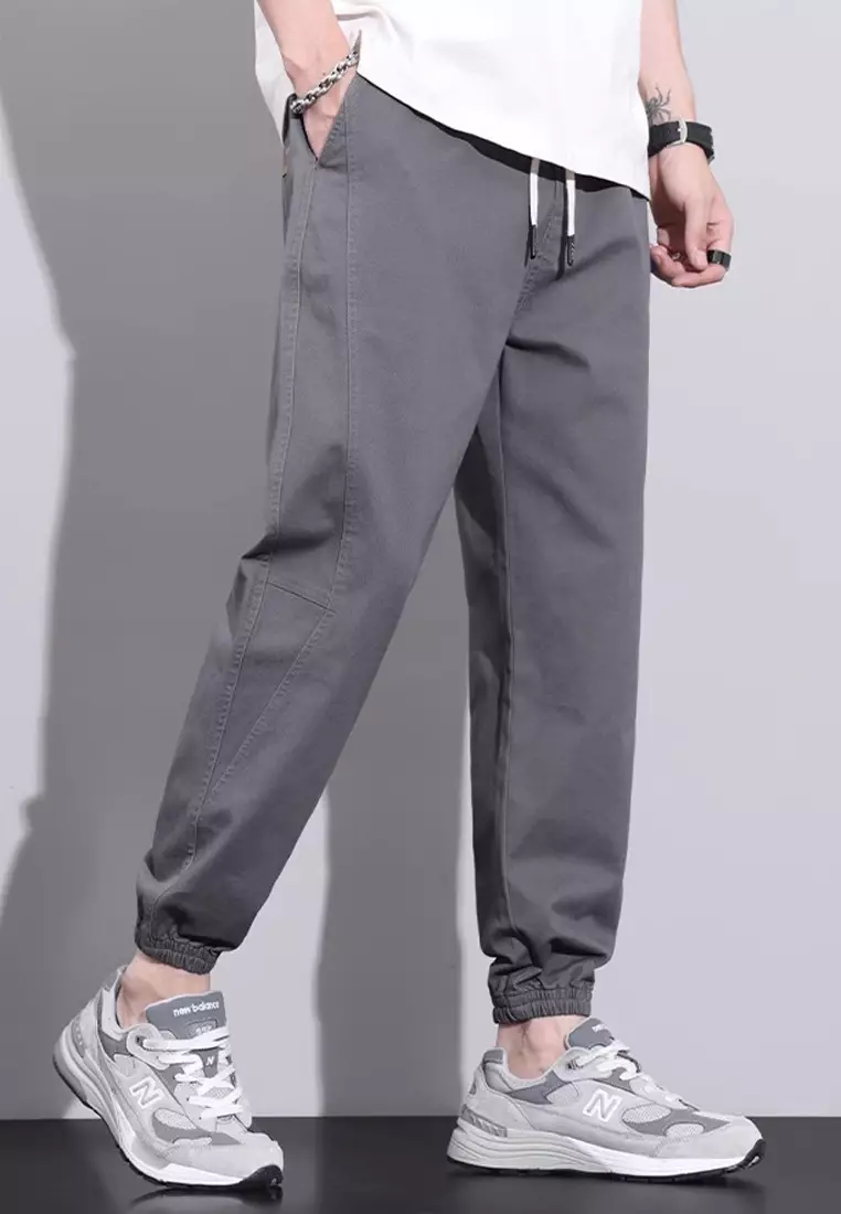 繫繩修腰束腳長褲