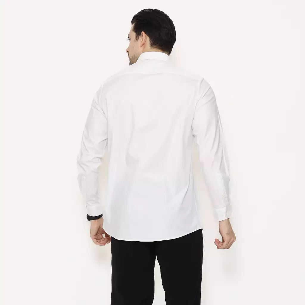 SCHOELLER HOLLISTER-MLNS Kemeja Formal Pria Putih Slim Fit Lengan Panjang 100% Cotton