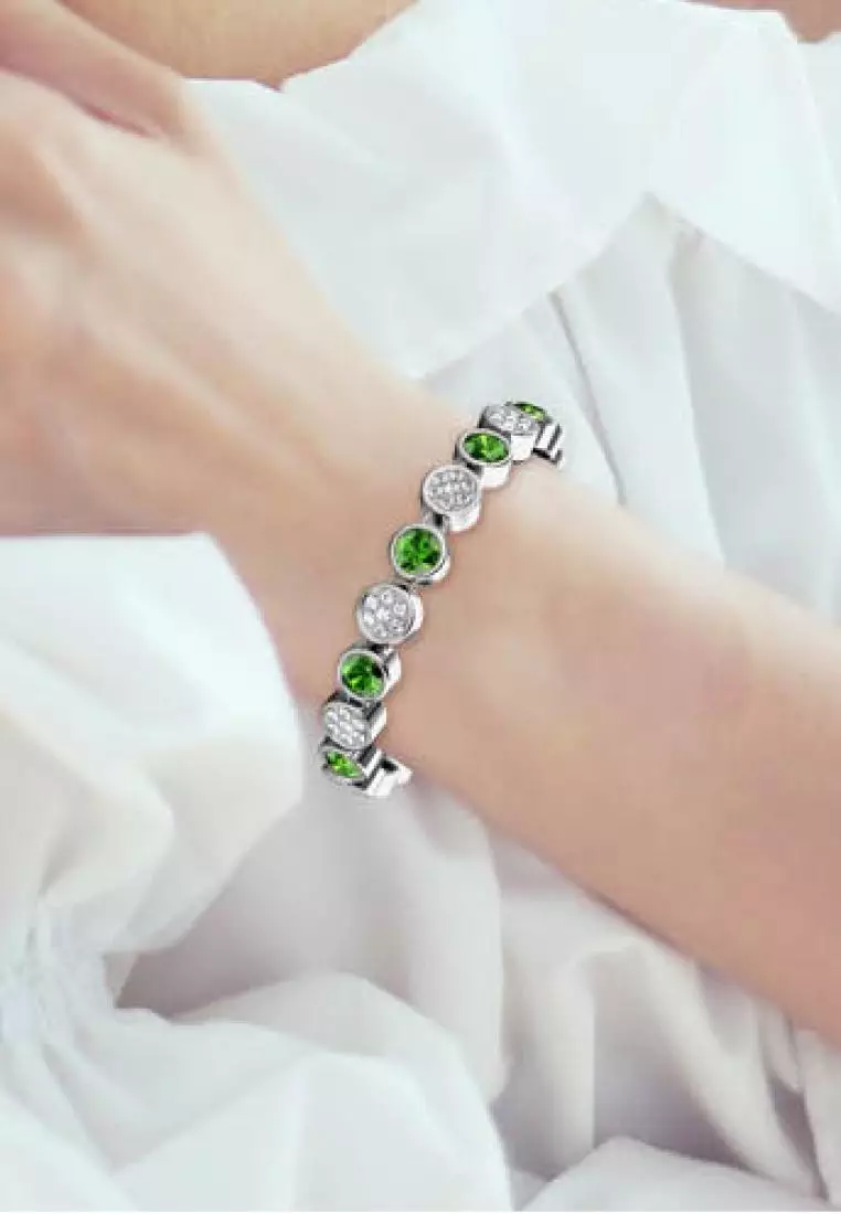 Myriad Birth Stone Bracelet August Peridot - Gelang Crystal Swarovski by Her Jewellery