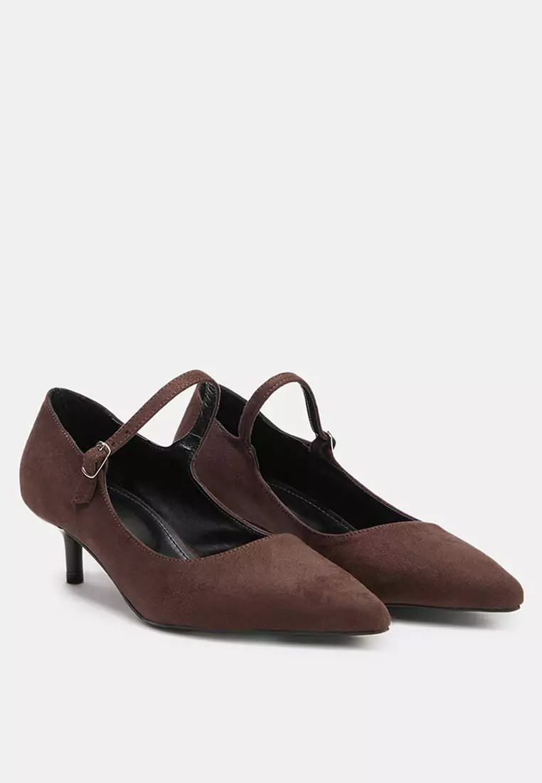 Faux Suede Mary Jane Heels
