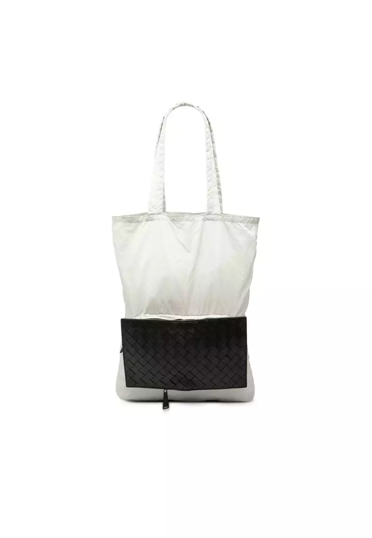 Pre-Loved Bottega Veneta Intrecciato Trimmed Nylon Eco Tote