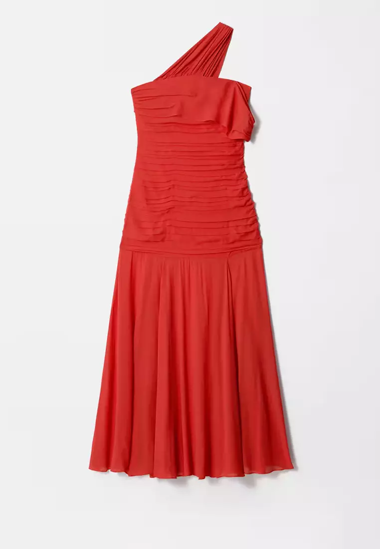 One-Shoulder Chiffon Maxi Dress