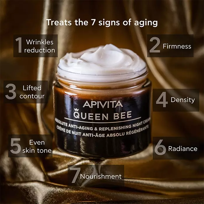 Apivita Queen Bee Absolute Anti-Aging & Replenishing Night Cream 50 ml | Krim Malam Anti Aging Mengencangkan Kulit Wajah Menghidrasi dan Meregenerasi