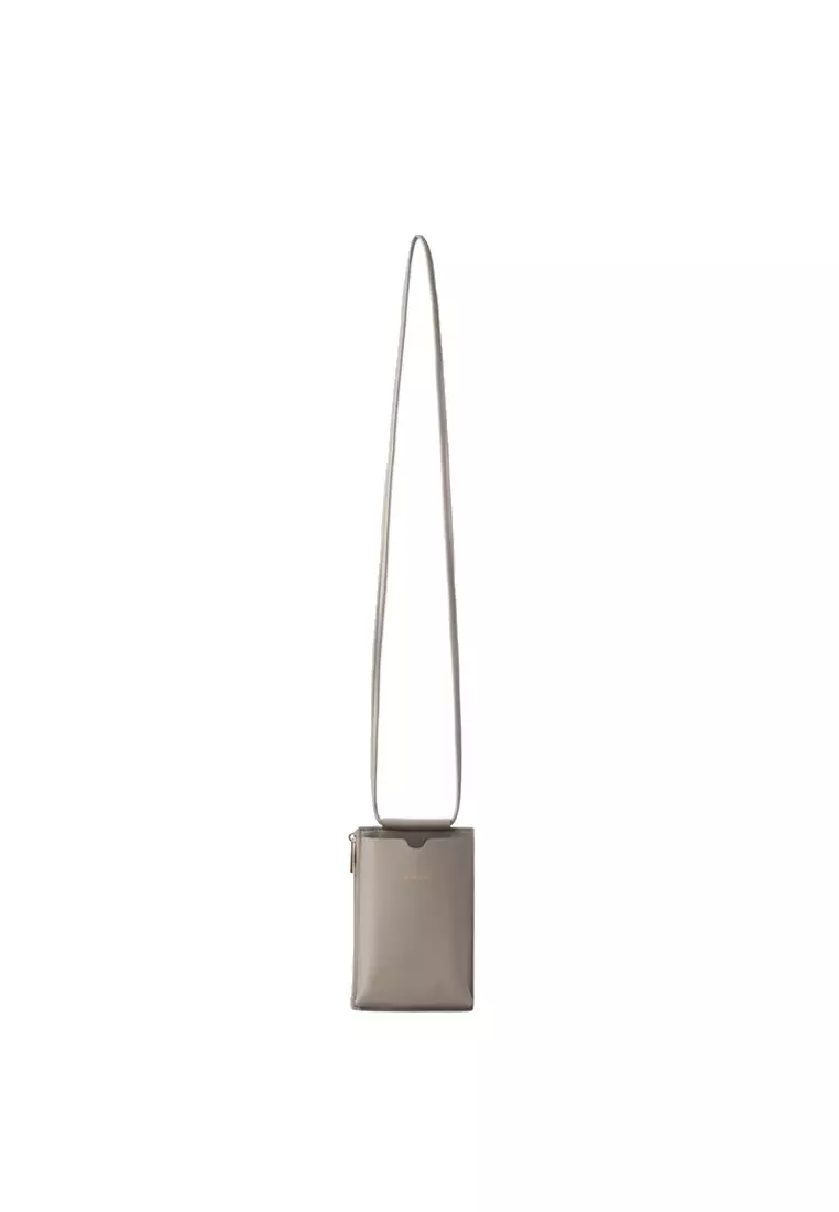 斜背手機小袋 - 灰杏色