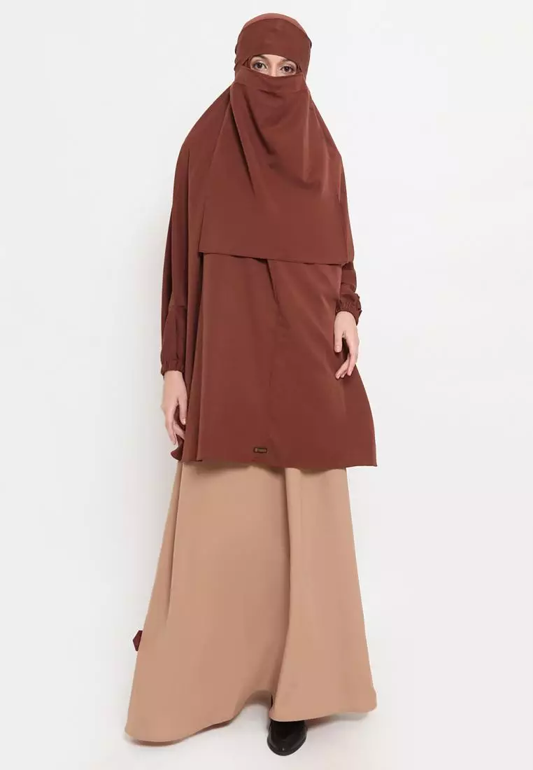 Queenza Set Gamis Wanita Muslimah By Zayidan Madeena Yukensi - Coklat Susu