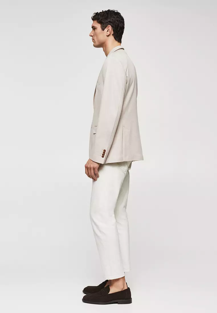 Linen Blazer Mango Cream Blazer Amalfi 100% Linen Slim-fit Suit