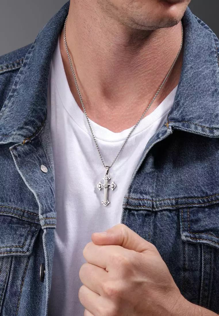 Police Spirit Silver Stainless Steel Necklace For Men PPEAGN0036401