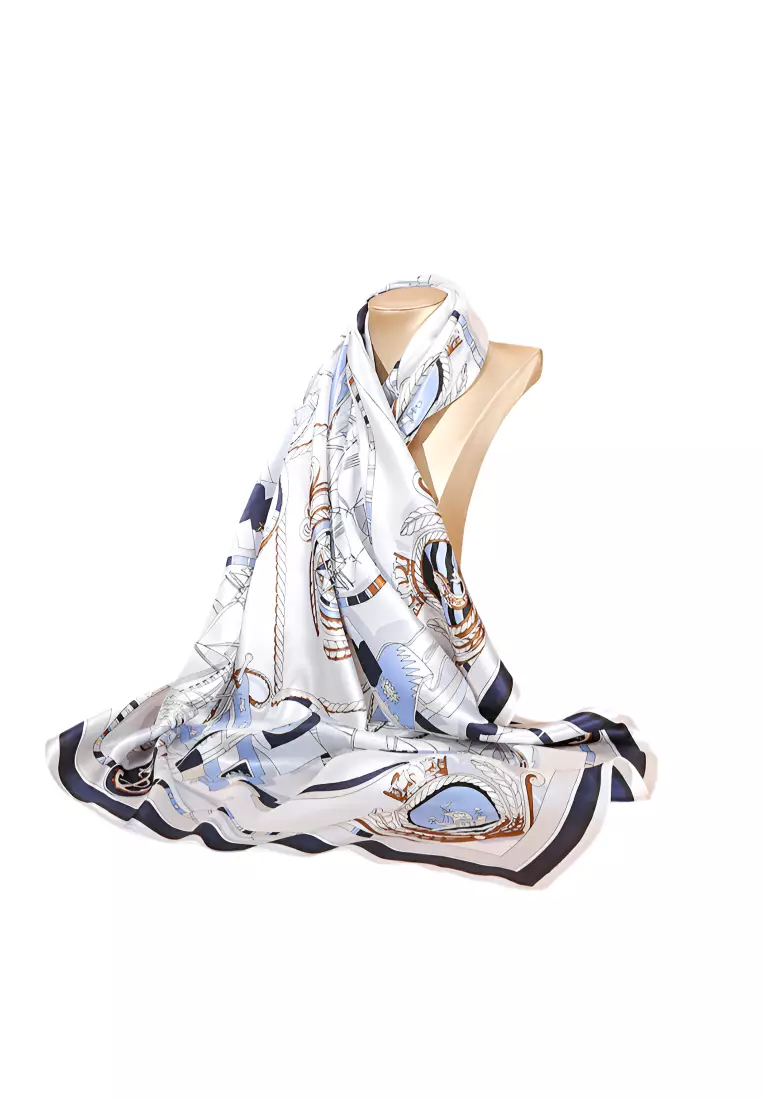 Luxury Silk Ladies' Large Scarf, Sun-Proof Crepe Satin, Premium Souvenir.