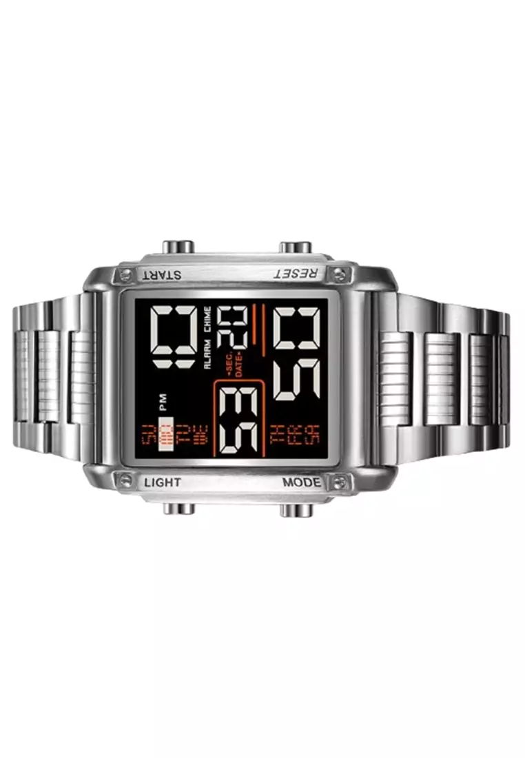 Jam Tangan Pria Digital Alarm Chrono Material Stainless Steel WB06 Waterproof ORIGINAL