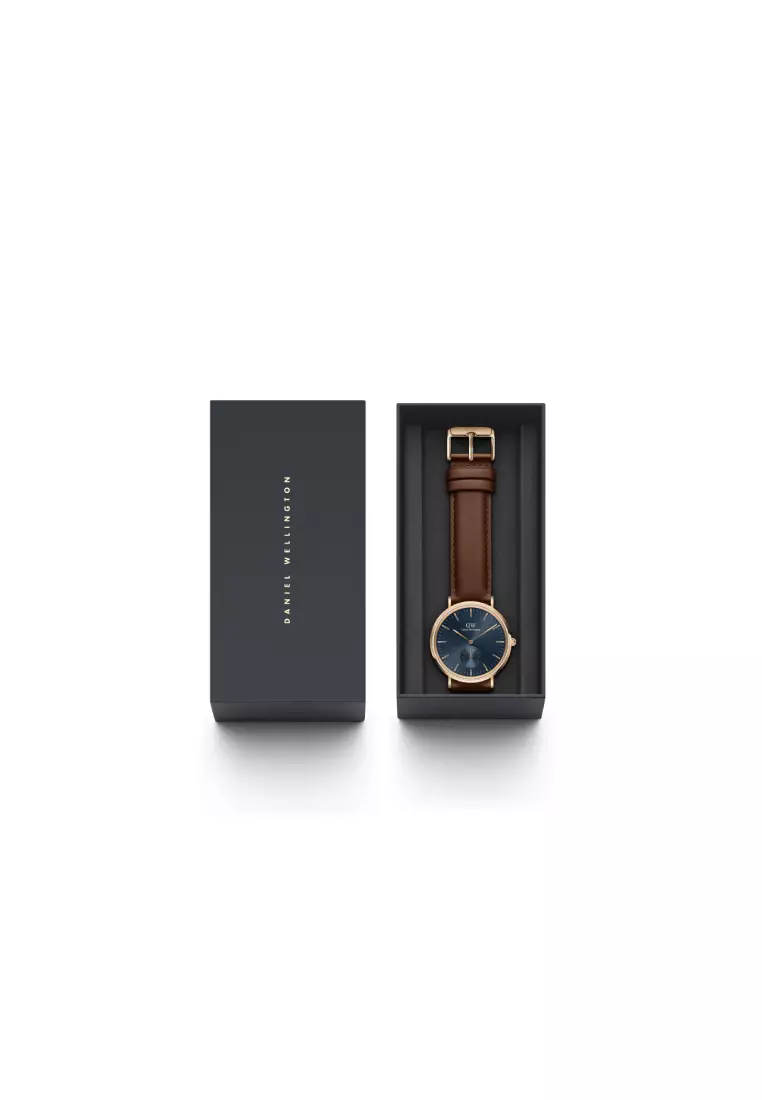 Classic Multi-Eye 40mm St Mawes Arctic Rose Gold Blue Dial - Multi Eye Watch for men - Stainless Steel Leather Strap Watch - Fashion Watch - DW Official - Authentic