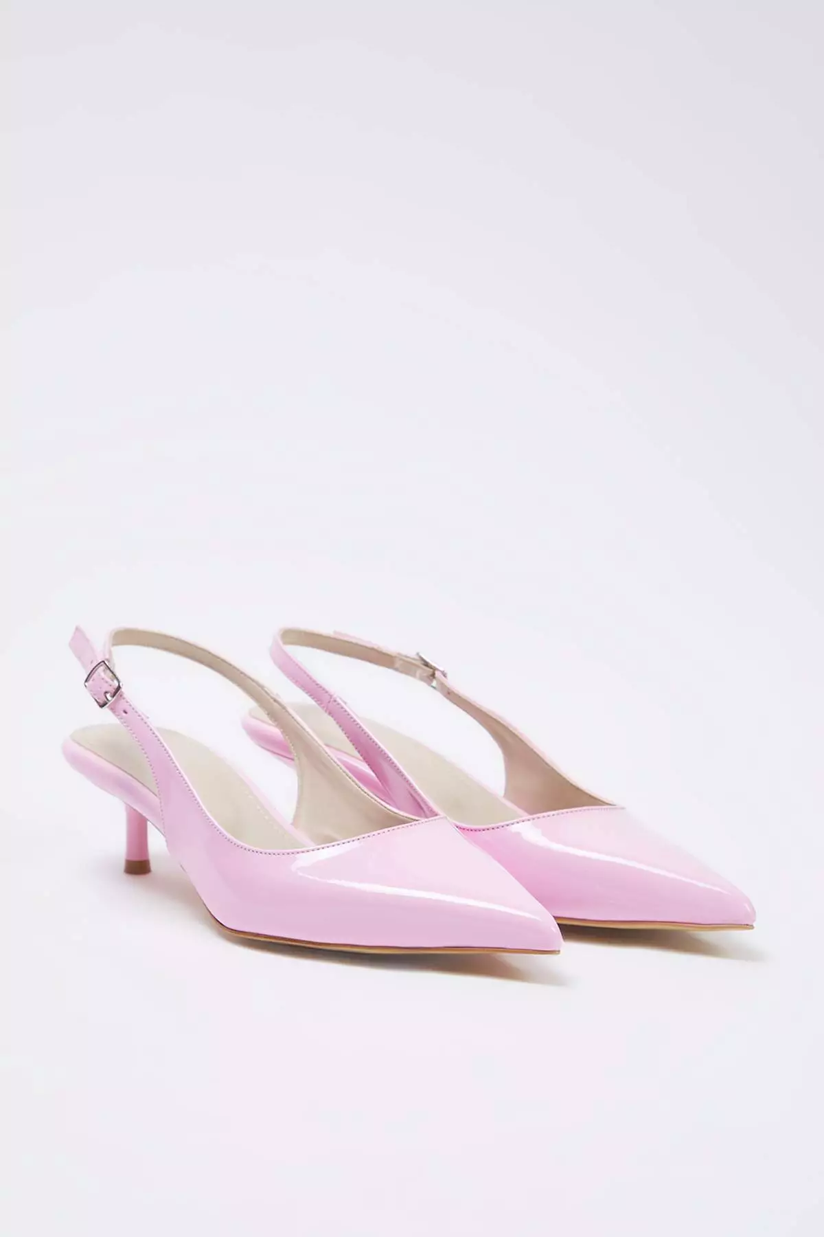 Pink Patent Leather Pointed Toe Kitten Heels Women Classic Heels Shoes Takss25To00005