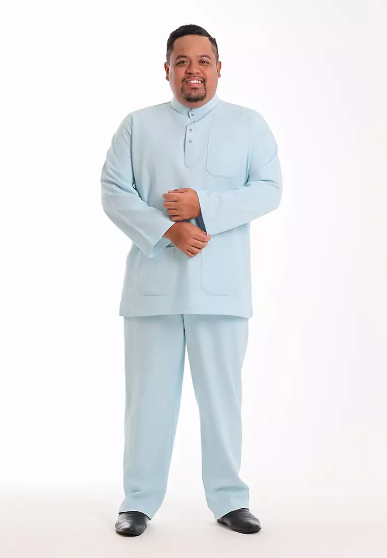 Alain Delon Baju Melayu Cekak Musang Dewasa - 19026001-31TintedAquaBlue