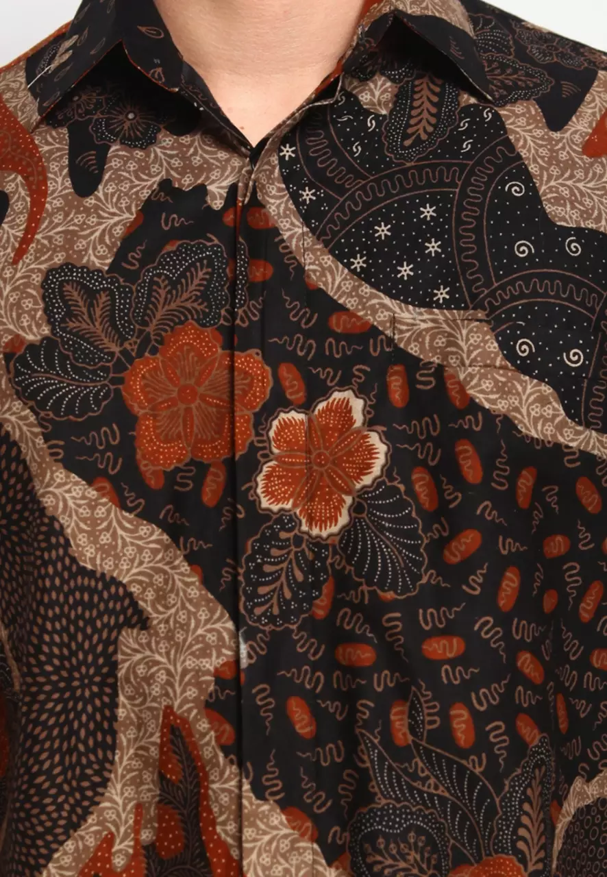 Cingkarabala Oranye Kemeja Batik Premium Pria Lengan Panjang Slimfit