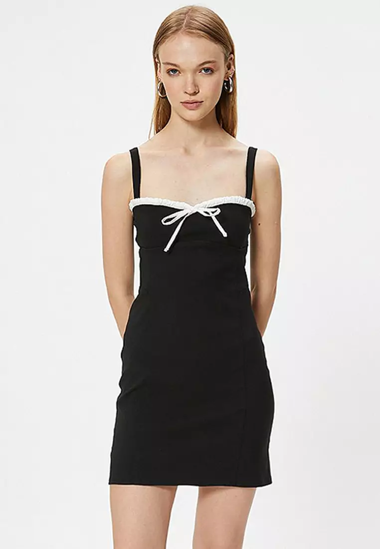 Buy KOTON Bow-Tied Mini Bodycon Dress Straps Slim Fit Sweetheart