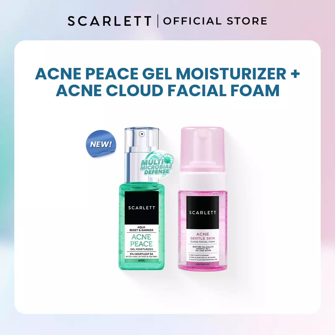 Scarlett Whitening Acne Peace Gel Moisturizer + Acne Cloud Facial Foam