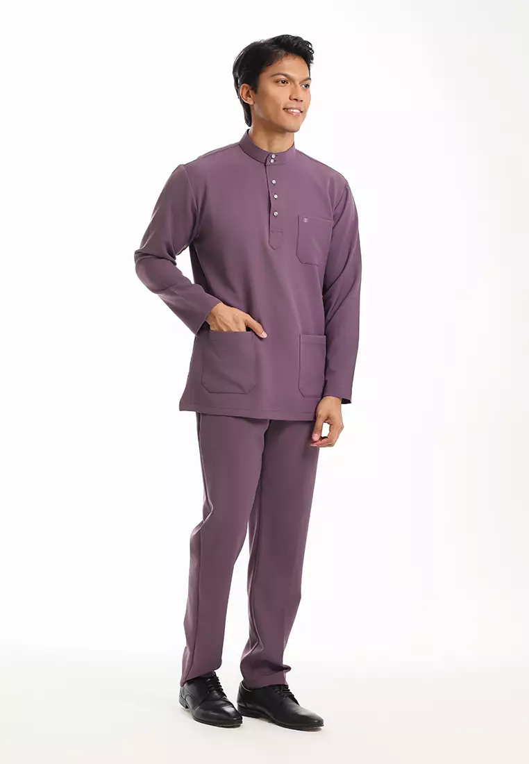 Forest x Hatta Dolmat Baju Melayu Cekak Musang Dewasa - BM23766-71Purple