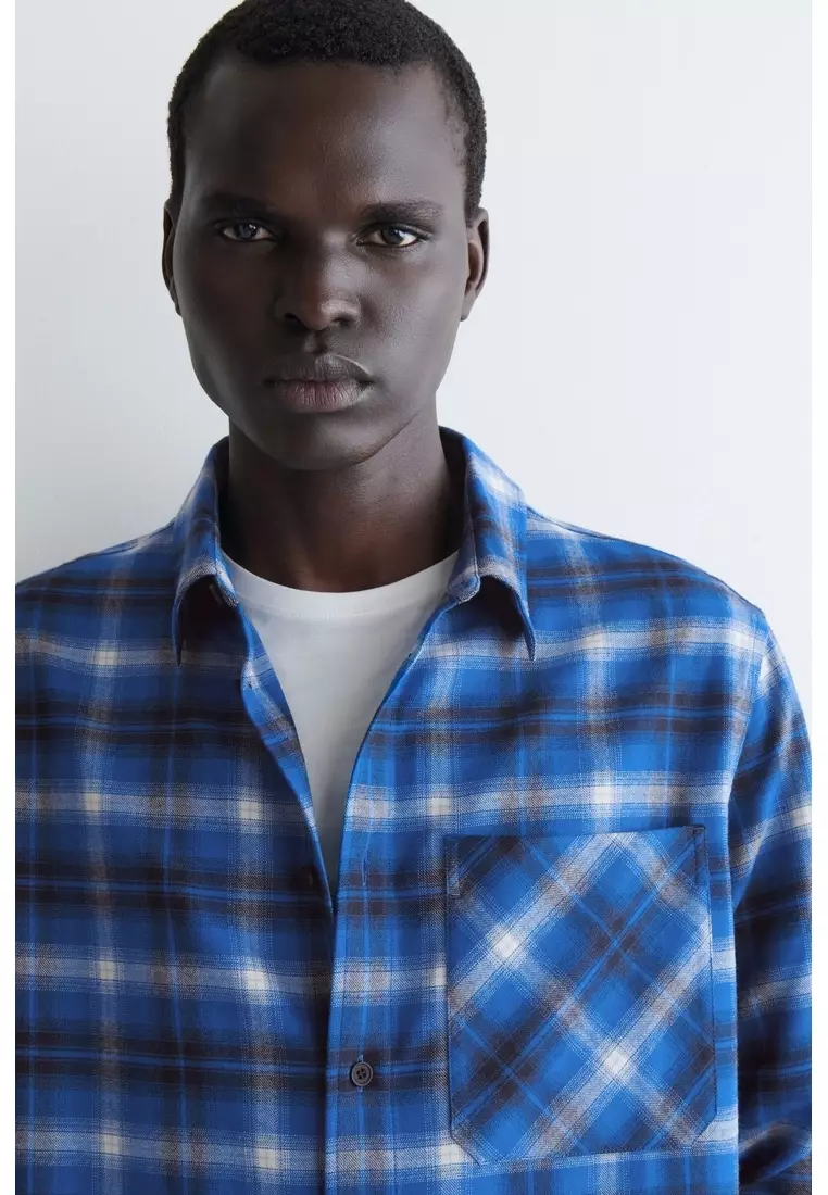 RELAXED CHECKED WOOL-BLEND SHIRT