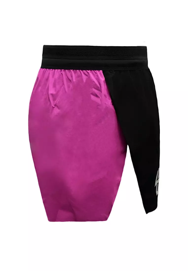 青綠拼色男女同款田徑短褲(三角內膽)